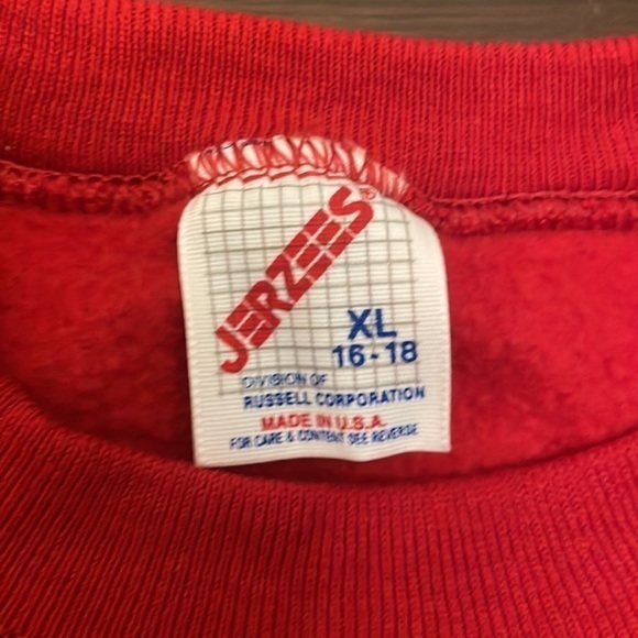 Vintage Jerzees Ugly Red Christmas Sweatshirt Soilder Boy's Applique Size‎ Small - Picture 3 of 6